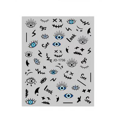 Új Lucky Blue Színes Evil Eye körömmatrica 3D körömmatricák körömszalonokhoz Könnyen felhelyezhető Öntapadós kialakítás Hosszantartó