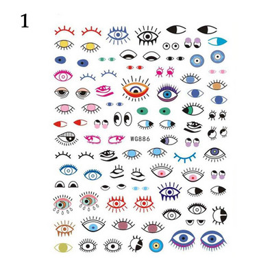 Új Lucky Blue Színes Evil Eye körömmatrica 3D körömmatricák körömszalonokhoz Könnyen felhelyezhető Öntapadós kialakítás Hosszantartó