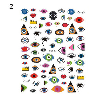 Új Lucky Blue Színes Evil Eye körömmatrica 3D körömmatricák körömszalonokhoz Könnyen felhelyezhető Öntapadós kialakítás Hosszantartó