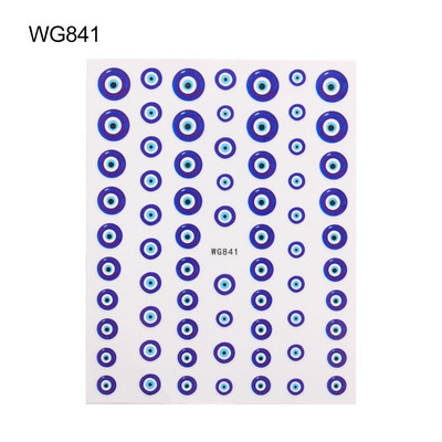 Új Lucky Blue Színes Evil Eye körömmatrica 3D körömmatricák körömszalonokhoz Könnyen felhelyezhető Öntapadós kialakítás Hosszantartó