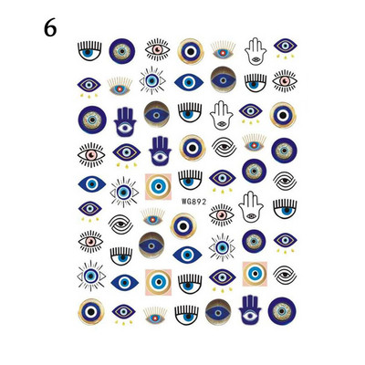 Új Lucky Blue Színes Evil Eye körömmatrica 3D körömmatricák körömszalonokhoz Könnyen felhelyezhető Öntapadós kialakítás Hosszantartó