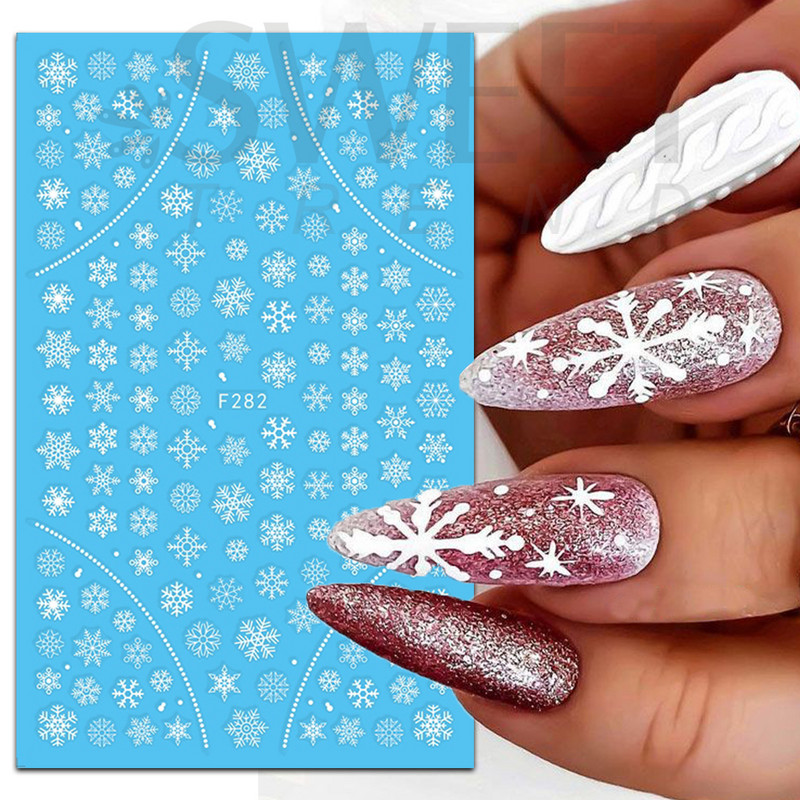 3D küünekleebised talv armsad rõõmsad jõulupuud Põder lumehelves kommid uusaasta kleepuv maniküür küünekunsti kaunistused BEF281-284