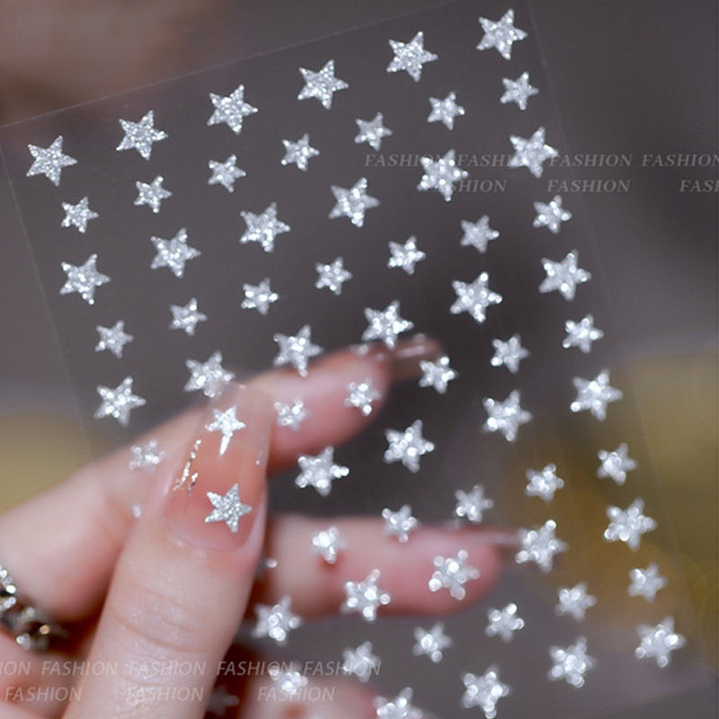 Reflective Glitter τρισδιάστατα αυτοκόλλητα για νύχια Sliver Flame Design Sparkling πούλιες Αυτοκόλλητα αυτοκόλλητα νυχιών Διακοσμητικά νυχιών