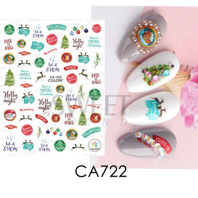 Τρισδιάστατα χριστουγεννιάτικα αυτοκόλλητα νυχιών Ολογραφικά Μπλε Λευκό Μπισκότο Άνδρας Χιονονιφάδα Άλκη Χειμώνας Πρωτοχρονιάτικο Διακόσμηση μανικιούρ με αυτοκόλλητα SLSW-G