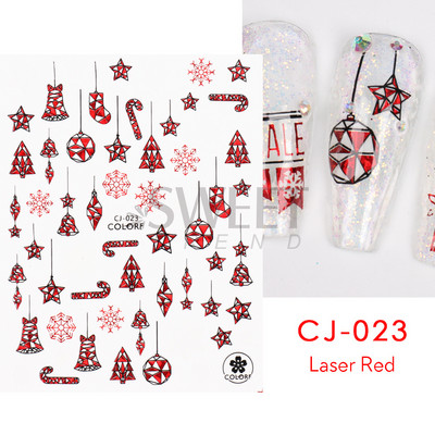 Τρισδιάστατα χριστουγεννιάτικα αυτοκόλλητα νυχιών Ολογραφικά Μπλε Λευκό Μπισκότο Άνδρας Χιονονιφάδα Άλκη Χειμώνας Πρωτοχρονιάτικο Διακόσμηση μανικιούρ με αυτοκόλλητα SLSW-G