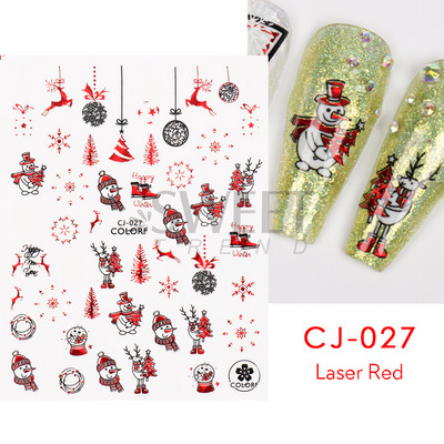 Τρισδιάστατα χριστουγεννιάτικα αυτοκόλλητα νυχιών Ολογραφικά Μπλε Λευκό Μπισκότο Άνδρας Χιονονιφάδα Άλκη Χειμώνας Πρωτοχρονιάτικο Διακόσμηση μανικιούρ με αυτοκόλλητα SLSW-G