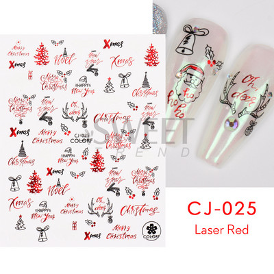 Τρισδιάστατα χριστουγεννιάτικα αυτοκόλλητα νυχιών Ολογραφικά Μπλε Λευκό Μπισκότο Άνδρας Χιονονιφάδα Άλκη Χειμώνας Πρωτοχρονιάτικο Διακόσμηση μανικιούρ με αυτοκόλλητα SLSW-G