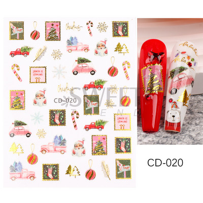 Τρισδιάστατα χριστουγεννιάτικα αυτοκόλλητα νυχιών Ολογραφικά Μπλε Λευκό Μπισκότο Άνδρας Χιονονιφάδα Άλκη Χειμώνας Πρωτοχρονιάτικο Διακόσμηση μανικιούρ με αυτοκόλλητα SLSW-G