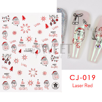 Τρισδιάστατα χριστουγεννιάτικα αυτοκόλλητα νυχιών Ολογραφικά Μπλε Λευκό Μπισκότο Άνδρας Χιονονιφάδα Άλκη Χειμώνας Πρωτοχρονιάτικο Διακόσμηση μανικιούρ με αυτοκόλλητα SLSW-G