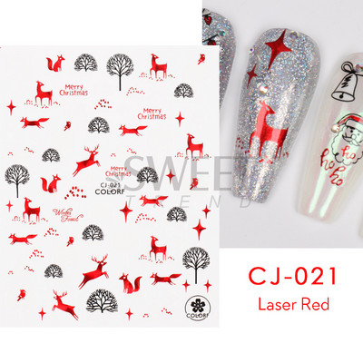 Τρισδιάστατα χριστουγεννιάτικα αυτοκόλλητα νυχιών Ολογραφικά Μπλε Λευκό Μπισκότο Άνδρας Χιονονιφάδα Άλκη Χειμώνας Πρωτοχρονιάτικο Διακόσμηση μανικιούρ με αυτοκόλλητα SLSW-G