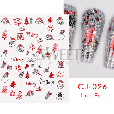 Τρισδιάστατα χριστουγεννιάτικα αυτοκόλλητα νυχιών Ολογραφικά Μπλε Λευκό Μπισκότο Άνδρας Χιονονιφάδα Άλκη Χειμώνας Πρωτοχρονιάτικο Διακόσμηση μανικιούρ με αυτοκόλλητα SLSW-G