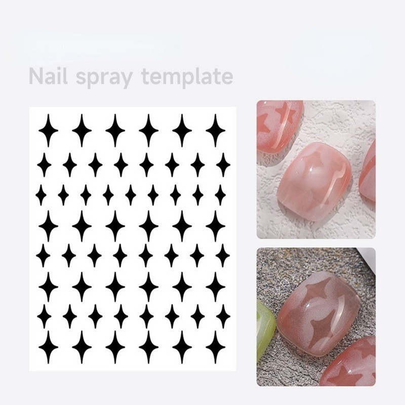 Πρότυπο νυχιών Love Heart Star Shape Αυτοκόλλητο στένσιλ λουλουδιών Εργαλεία πρότυπο αυτοκόλλητων για το σχέδιο νυχιών