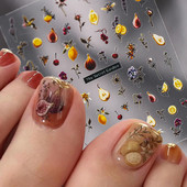 Lemon Cherry Figs τρισδιάστατα αυτοκόλλητα νυχιών 5D λουλούδια Γλυκά φρούτα με ανάγλυφο μαλακό ανάγλυφο Διακοσμήσεις νυχιών Χαλκομανίες Χονδρική