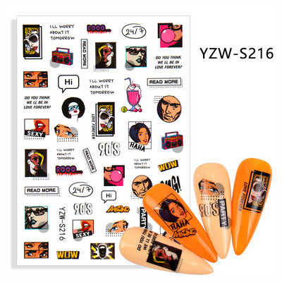 3D Cartoon Astronaut Dinosaur Cat Alien Nail Art Αυτοκόλλητα Αυτοκόλλητα συρόμενα πολύχρωμα DIY Αυτοκόλλητα μεταφοράς νυχιών Χαλκομανίες μεμβράνης Περιτυλίγματα Διακόσμηση