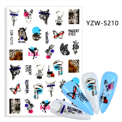 3D Cartoon Astronaut Dinosaur Cat Alien Nail Art Αυτοκόλλητα Αυτοκόλλητα συρόμενα πολύχρωμα DIY Αυτοκόλλητα μεταφοράς νυχιών Χαλκομανίες μεμβράνης Περιτυλίγματα Διακόσμηση