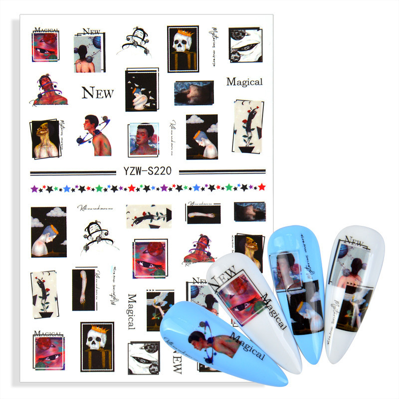 3D Cartoon Astronaut Dinosaur Cat Alien Nail Art Αυτοκόλλητα Αυτοκόλλητα συρόμενα πολύχρωμα DIY Αυτοκόλλητα μεταφοράς νυχιών Χαλκομανίες μεμβράνης Περιτυλίγματα Διακόσμηση