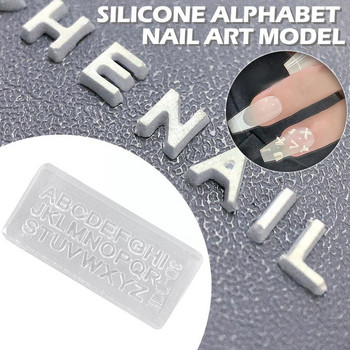 1PC 3D силиконова форма за изрязване на нокти Английски букви Мухъл Инструменти Шаблони Аксесоар Дизайн Маникюр Направи си сам щамповане Multi-Designs E3K7