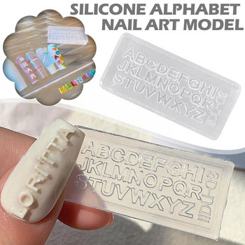 1 τεμ 3D σιλικόνη Καλούπι για σκάλισμα νυχιών Αγγλικά γράμματα Εργαλεία καλουπιού Στένσιλ Αξεσουάρ Σχέδιο Μανικιούρ DIY Stamping Multi-Designs E3K7