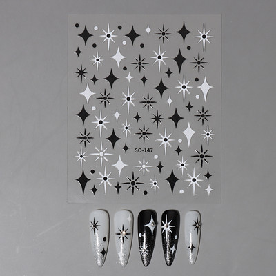 Sädelevad kuldsed sädelevad tähed küünekleebised uusaasta läikiv kileroosa, must pentacle 3D liugurid, DIY maniküüri kaunistuskleebis #BLE
