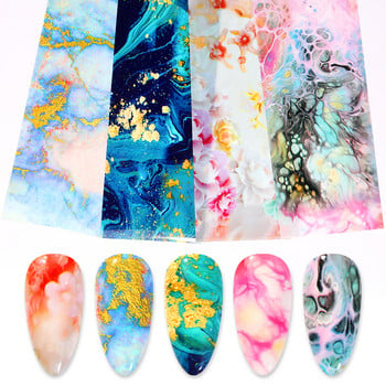 Αλουμινόχαρτα νυχιών Marble Flower Series Holographic Nail Art Transfer Αυτοκόλλητο Χαρτί Slider Νύχι Νερού Decal Σχέδιο Μανικιούρ Διακοσμητικά