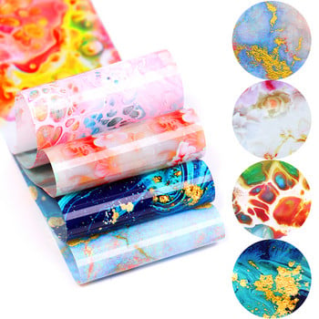 Αλουμινόχαρτα νυχιών Marble Flower Series Holographic Nail Art Transfer Αυτοκόλλητο Χαρτί Slider Νύχι Νερού Decal Σχέδιο Μανικιούρ Διακοσμητικά