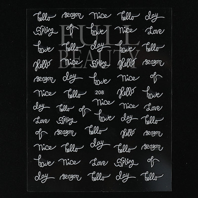 1tk Tekst Sõna Vene Inglise Küünte kleebised Must Valge Kuld Laser Armastusfraasi Kirjad 3D Maniküüri Kaunistus Liugurid #200-210