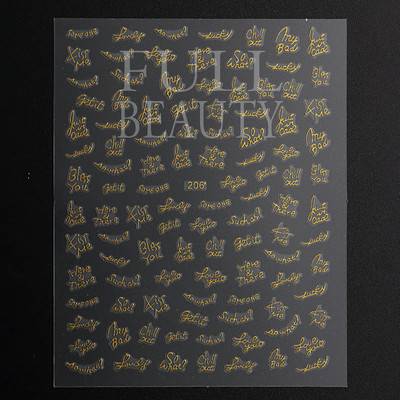 1tk Tekst Sõna Vene Inglise Küünte kleebised Must Valge Kuld Laser Armastusfraasi Kirjad 3D Maniküüri Kaunistus Liugurid #200-210