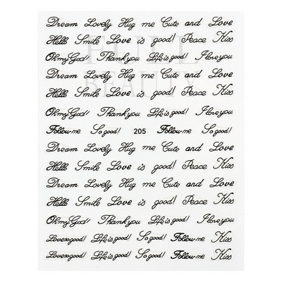 1tk Tekst Sõna Vene Inglise Küünte kleebised Must Valge Kuld Laser Armastusfraasi Kirjad 3D Maniküüri Kaunistus Liugurid #200-210