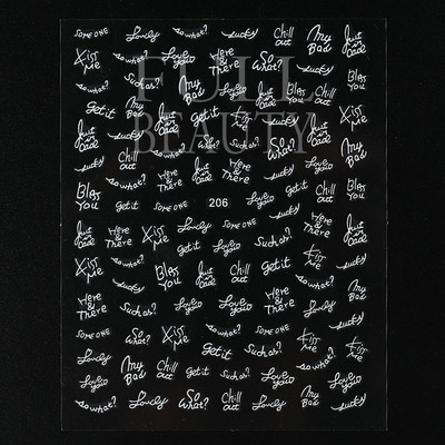 1tk Tekst Sõna Vene Inglise Küünte kleebised Must Valge Kuld Laser Armastusfraasi Kirjad 3D Maniküüri Kaunistus Liugurid #200-210