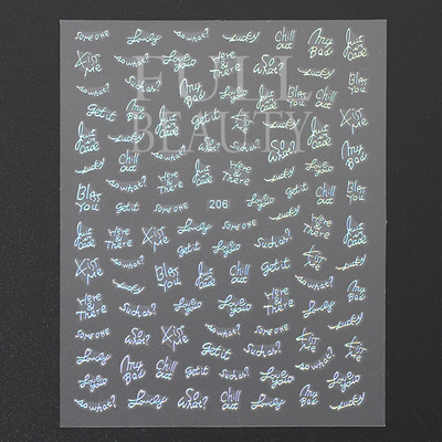 1tk Tekst Sõna Vene Inglise Küünte kleebised Must Valge Kuld Laser Armastusfraasi Kirjad 3D Maniküüri Kaunistus Liugurid #200-210