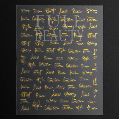 1tk Tekst Sõna Vene Inglise Küünte kleebised Must Valge Kuld Laser Armastusfraasi Kirjad 3D Maniküüri Kaunistus Liugurid #200-210