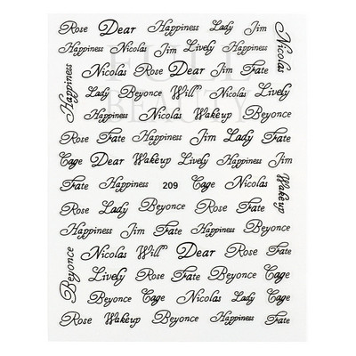 1tk Tekst Sõna Vene Inglise Küünte kleebised Must Valge Kuld Laser Armastusfraasi Kirjad 3D Maniküüri Kaunistus Liugurid #200-210