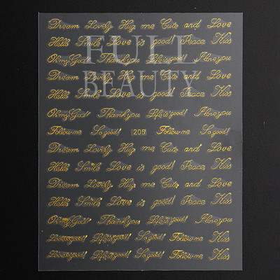 1tk Tekst Sõna Vene Inglise Küünte kleebised Must Valge Kuld Laser Armastusfraasi Kirjad 3D Maniküüri Kaunistus Liugurid #200-210