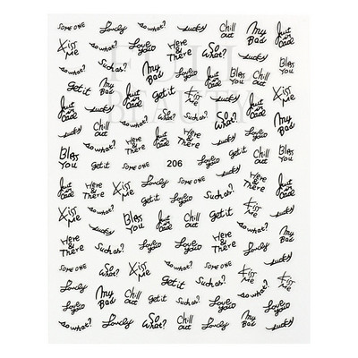 1tk Tekst Sõna Vene Inglise Küünte kleebised Must Valge Kuld Laser Armastusfraasi Kirjad 3D Maniküüri Kaunistus Liugurid #200-210