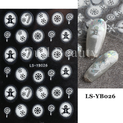 Τρισδιάστατα χριστουγεννιάτικα αυτοκόλλητα νυχιών Άγιος Βασίλης Κινούμενα σχέδια Πολική αρκούδα συρόμενοι για νύχια Διακόσμηση χειμερινής Πρωτοχρονιάς Λουλούδια χιονιού Αυτοκόλλητα GLNO