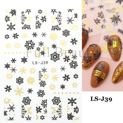 Τρισδιάστατα χριστουγεννιάτικα αυτοκόλλητα νυχιών Άγιος Βασίλης Κινούμενα σχέδια Πολική αρκούδα συρόμενοι για νύχια Διακόσμηση χειμερινής Πρωτοχρονιάς Λουλούδια χιονιού Αυτοκόλλητα GLNO