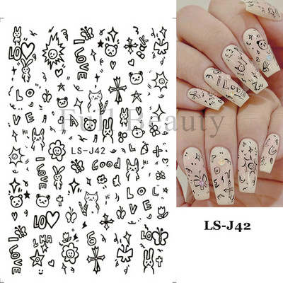 Τρισδιάστατα χριστουγεννιάτικα αυτοκόλλητα νυχιών Άγιος Βασίλης Κινούμενα σχέδια Πολική αρκούδα συρόμενοι για νύχια Διακόσμηση χειμερινής Πρωτοχρονιάς Λουλούδια χιονιού Αυτοκόλλητα GLNO