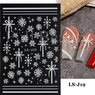 Τρισδιάστατα χριστουγεννιάτικα αυτοκόλλητα νυχιών Άγιος Βασίλης Κινούμενα σχέδια Πολική αρκούδα συρόμενοι για νύχια Διακόσμηση χειμερινής Πρωτοχρονιάς Λουλούδια χιονιού Αυτοκόλλητα GLNO