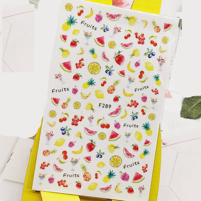 3D-küünekleebised puu-kirss-huulte joon sidrunikleebised küüntele isekleepuv disainkleebis maniküüri küünte kaunistamiseks