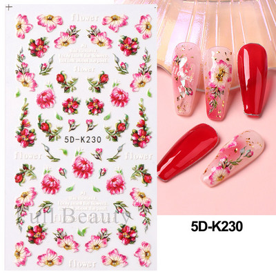 Kollane Mimosa 5D Küünekleebised Reljeefsed Lilled Küüned Kleebised Dekoratsioon Akrüül Liim Liugurid Kevadkarikakra maniküür LA5D-K228