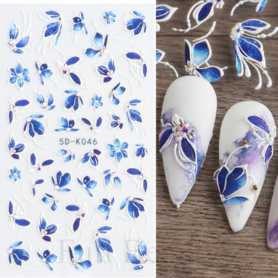 Kollane Mimosa 5D Küünekleebised Reljeefsed Lilled Küüned Kleebised Dekoratsioon Akrüül Liim Liugurid Kevadkarikakra maniküür LA5D-K228