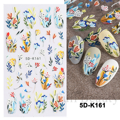 Kollane Mimosa 5D Küünekleebised Reljeefsed Lilled Küüned Kleebised Dekoratsioon Akrüül Liim Liugurid Kevadkarikakra maniküür LA5D-K228