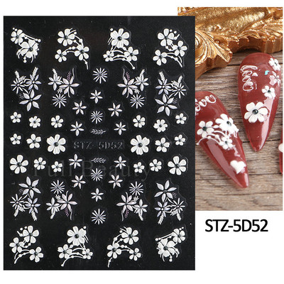 Kollane Mimosa 5D Küünekleebised Reljeefsed Lilled Küüned Kleebised Dekoratsioon Akrüül Liim Liugurid Kevadkarikakra maniküür LA5D-K228