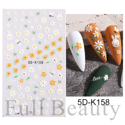 Kollane Mimosa 5D Küünekleebised Reljeefsed Lilled Küüned Kleebised Dekoratsioon Akrüül Liim Liugurid Kevadkarikakra maniküür LA5D-K228