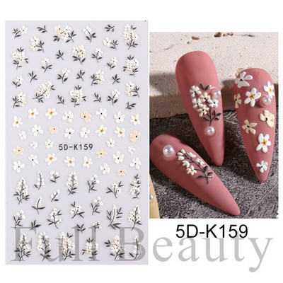 Kollane Mimosa 5D Küünekleebised Reljeefsed Lilled Küüned Kleebised Dekoratsioon Akrüül Liim Liugurid Kevadkarikakra maniküür LA5D-K228