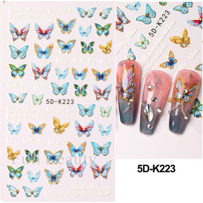 Kollane Mimosa 5D Küünekleebised Reljeefsed Lilled Küüned Kleebised Dekoratsioon Akrüül Liim Liugurid Kevadkarikakra maniküür LA5D-K228