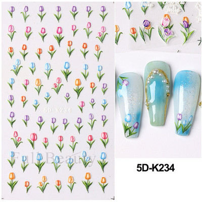 Kollane Mimosa 5D Küünekleebised Reljeefsed Lilled Küüned Kleebised Dekoratsioon Akrüül Liim Liugurid Kevadkarikakra maniküür LA5D-K228