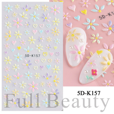 Kollane Mimosa 5D Küünekleebised Reljeefsed Lilled Küüned Kleebised Dekoratsioon Akrüül Liim Liugurid Kevadkarikakra maniküür LA5D-K228