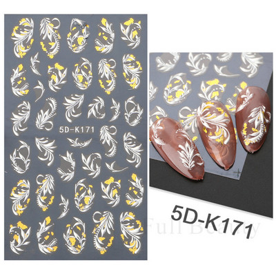 Kollane Mimosa 5D Küünekleebised Reljeefsed Lilled Küüned Kleebised Dekoratsioon Akrüül Liim Liugurid Kevadkarikakra maniküür LA5D-K228