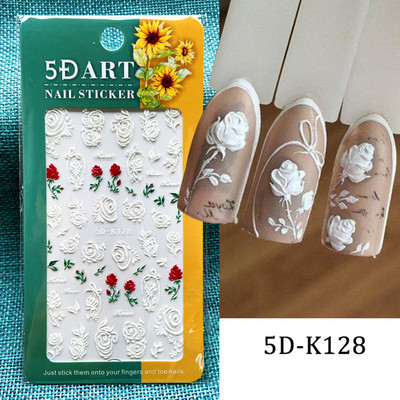 Kollane Mimosa 5D Küünekleebised Reljeefsed Lilled Küüned Kleebised Dekoratsioon Akrüül Liim Liugurid Kevadkarikakra maniküür LA5D-K228